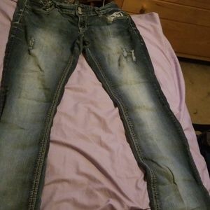 Distressed bootcut jeans